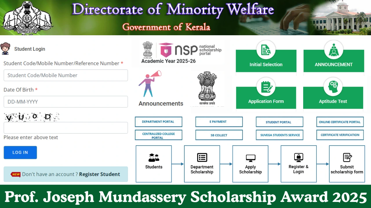 Prof. Joseph Mundassery Scholarship Award 2025