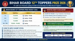 Bihar Board 12th Toppers Prize 2026