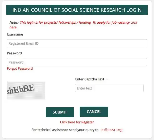 ICSSR Short Term Doctoral Fellowship Application Form