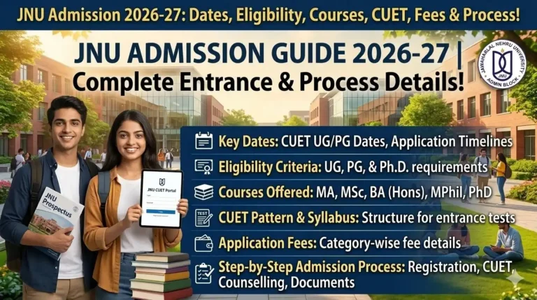 JNU Admission 2026-27 Dates, Eligibility, Courses, CUET, Fees & Complete Process