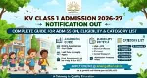 KV Class 1 Admission 2026-27 Notification Out