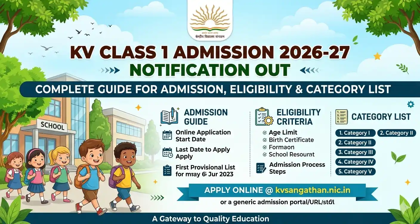 KV Class 1 Admission 2026-27 Notification Out