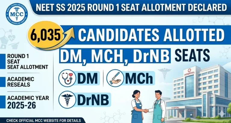 NEET SS 2025 Round 1 Seat Allotment Declared