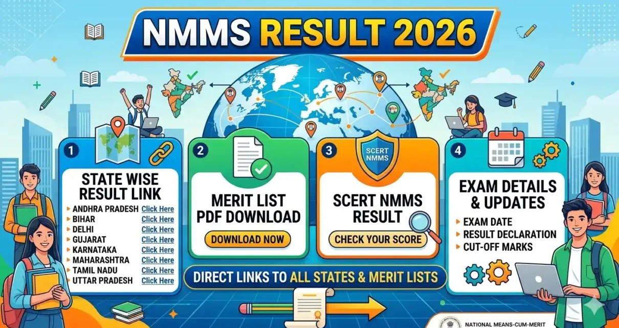 NMMS Result 2026 State Wise Result Link, Merit List PDF Download & SCERT NMMS Result