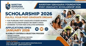Narotam Sekhsaria Foundation Post Graduate Scholarship 2026