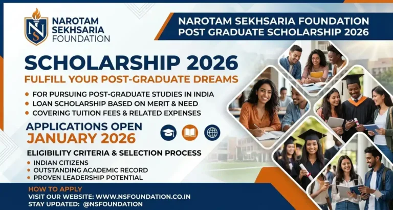 Narotam Sekhsaria Foundation Post Graduate Scholarship 2026