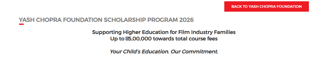 Yash Chopra Foundation Scholarship