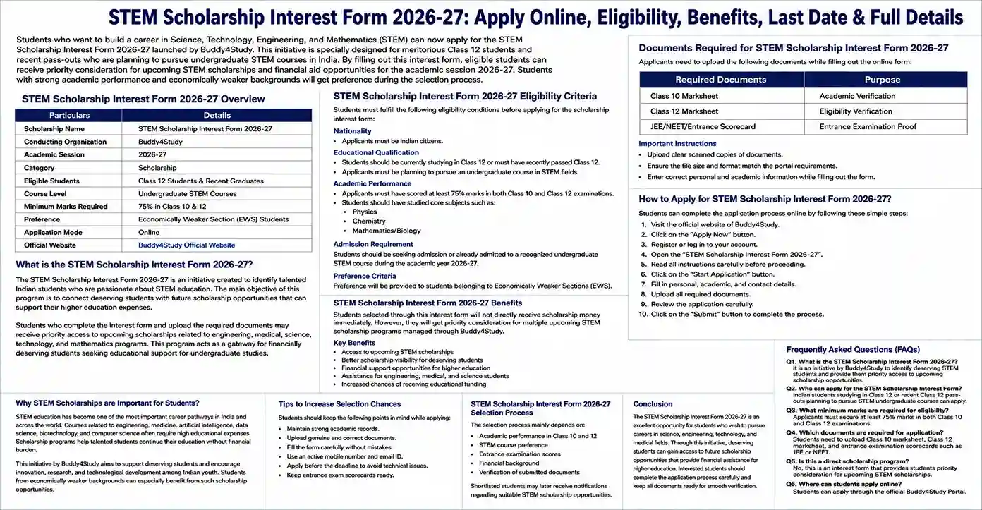 STEM Scholarship Interest Form 2026-27
