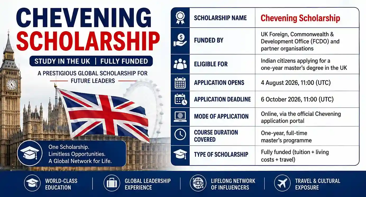Applications for 2027-2028 Chevening Scholarships Now Open